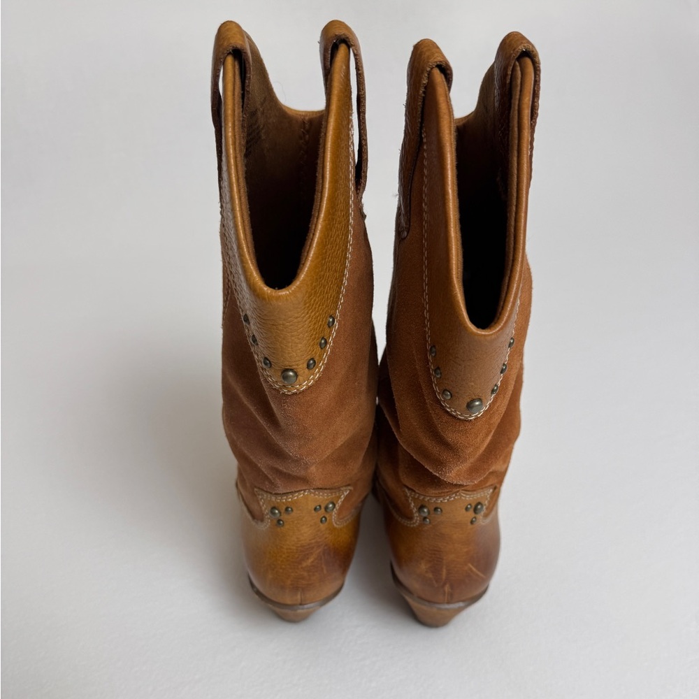 Vintage Y2K Bass Western Brown Leather Studded Boots Size 7.5 - Picture 14 of 14